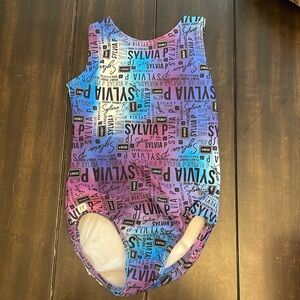 Sylvia P Chromatic Blue, Purple and White Gymnastics Leotard
